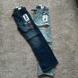 Two new with tags pairs of boys Levi’s Denizen athletic pull-on jeans size 12.